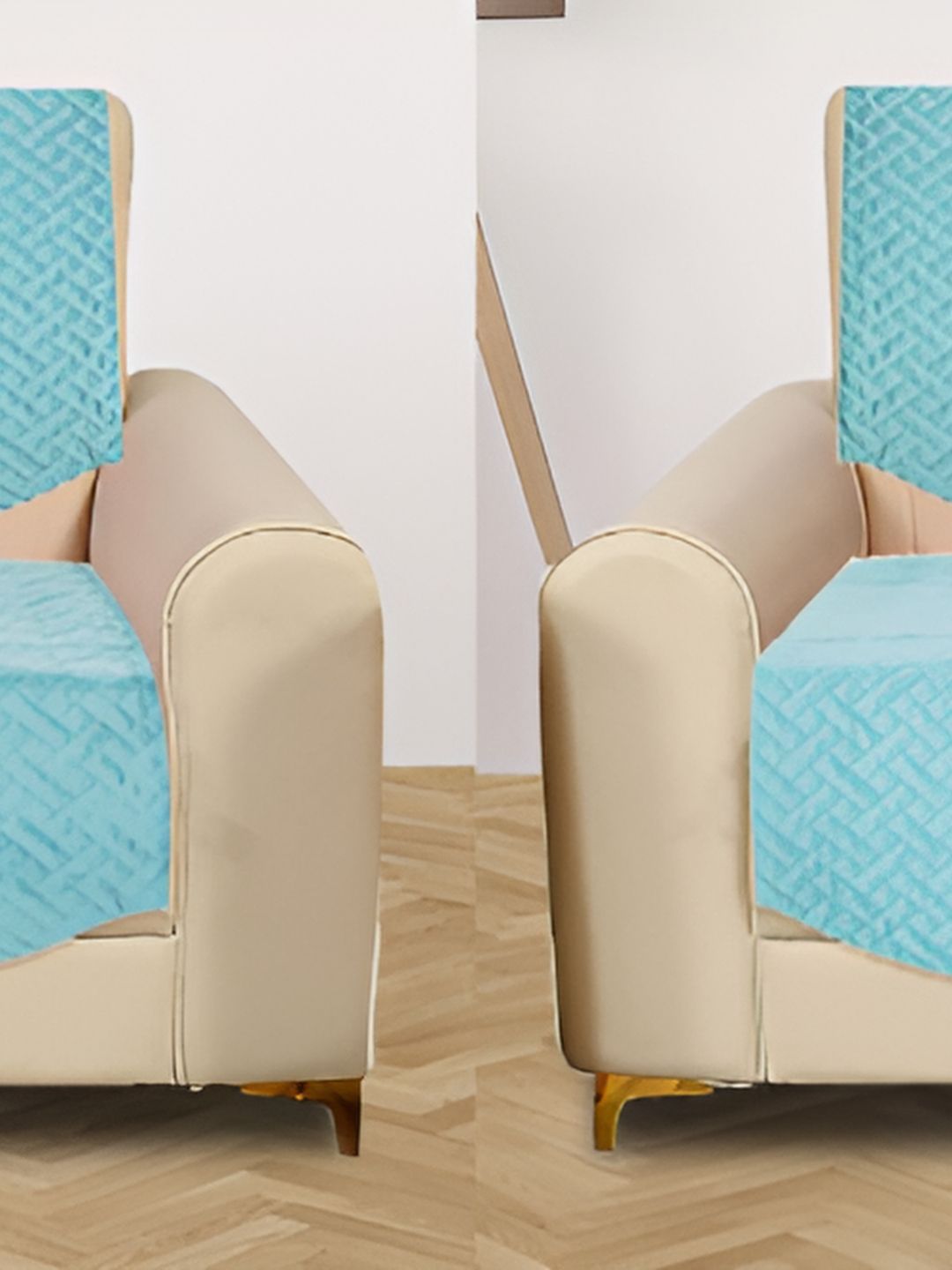 RRC Turquoise Blue 8 Pieces Solid Velvet Sofa Cover-picture-29