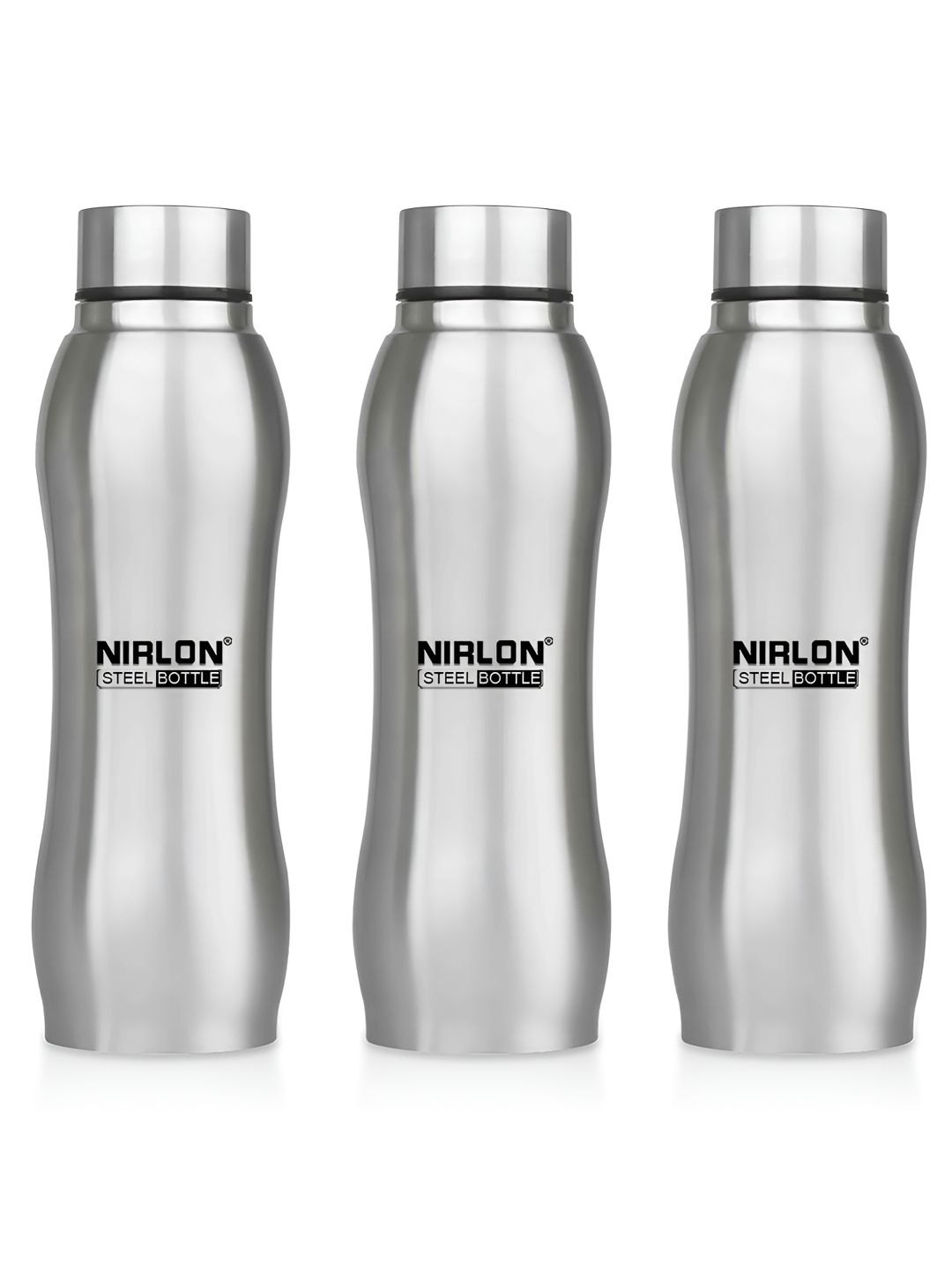 NIRLON Silver-Toned 3 Pieces Stainless Steel Water Bottle 750 ml
