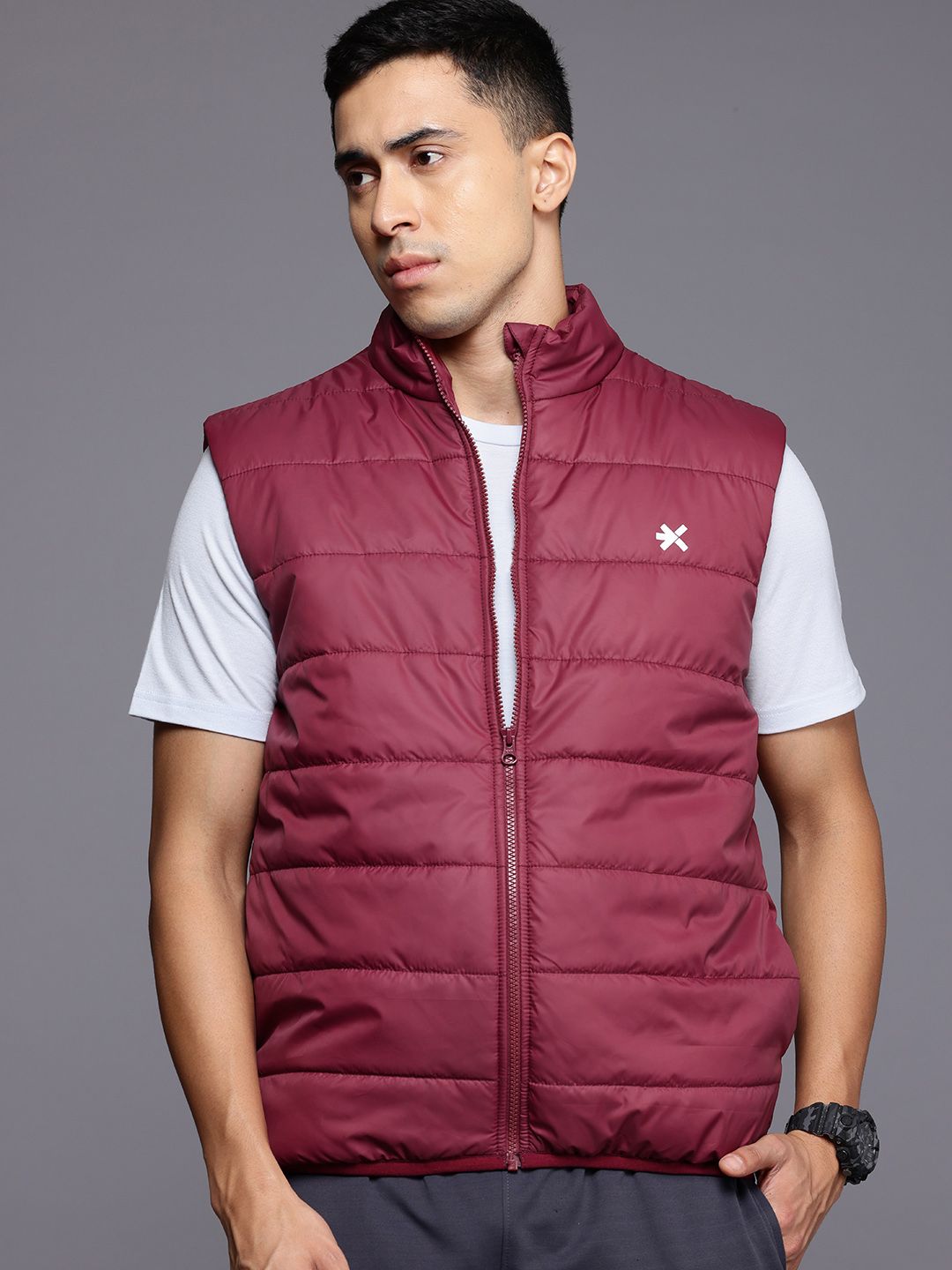 HRX by Hrithik Roshan Rapid-Dry Longline Training Padded Gilet Jacket-image-2