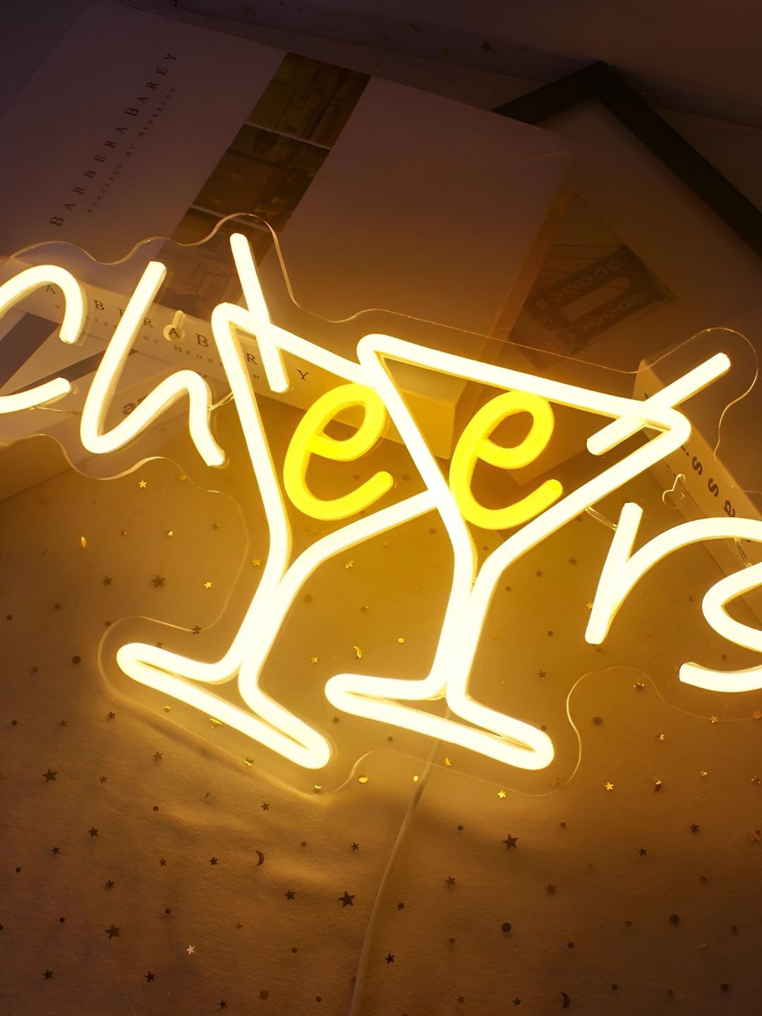 the party planet Off White & Yellow Cheers LED Neon Light-picture-31
