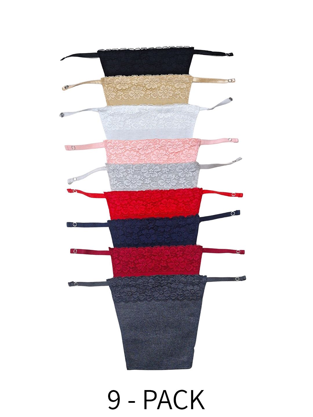 Glamoras Pack Of 9 Lace Trim Camisoles-picture-17