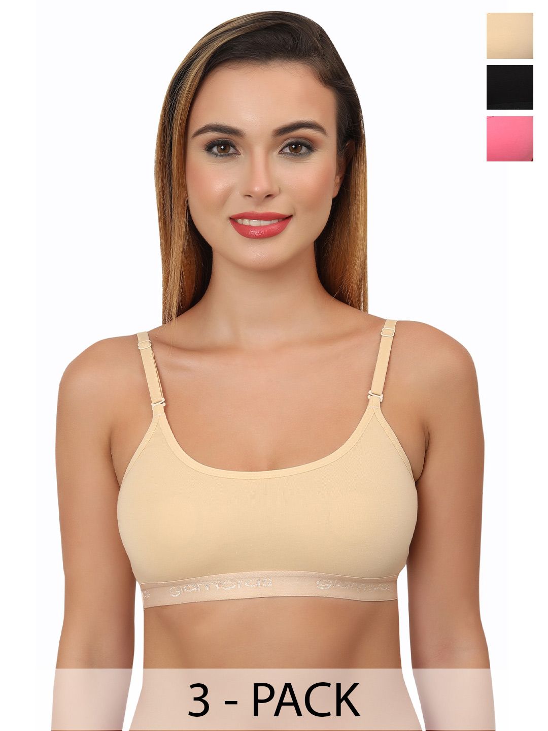 Glamoras Pack Of 3 Full Coverage Non Padded Beginners Bras With All Day Comfort