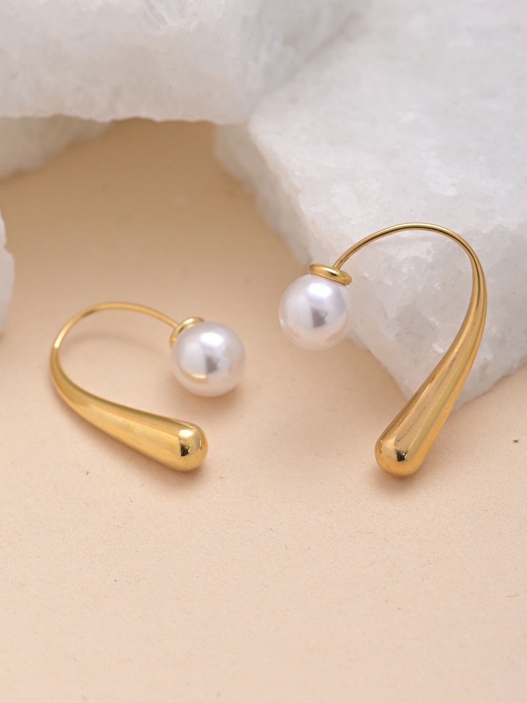 PALMONAS Gold-Plated Contemporary Drop Earrings-picture-11