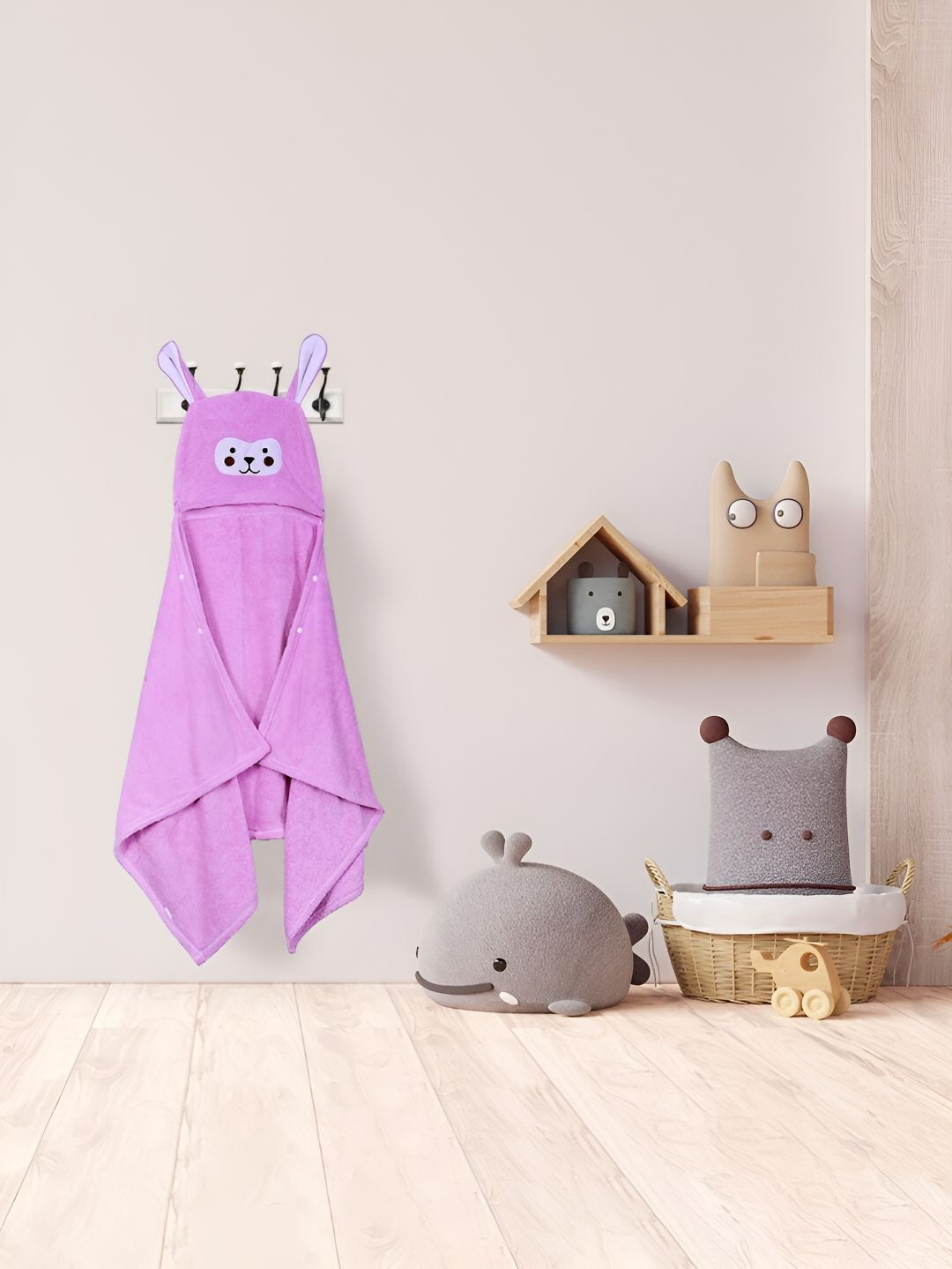 Cortina Purple & White 380 GSM Baby Hooded Bath Towel