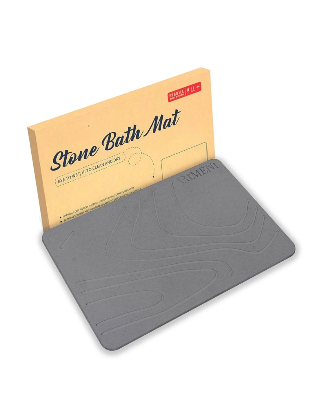 THE ARTMENT Grey Self Design Non-Slip Diatomaceous Earth Stone Bath Mat-picture-54