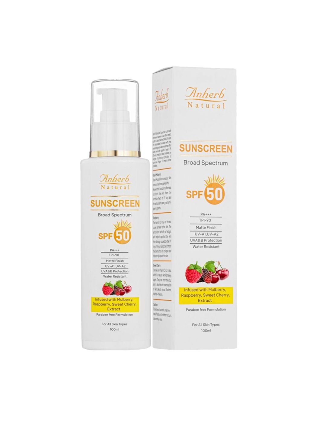 Anherb Natural SPF 50 Sunscreen Lotion UVA & UVB Protection Infused With Mulberry - 100ml-image-23
