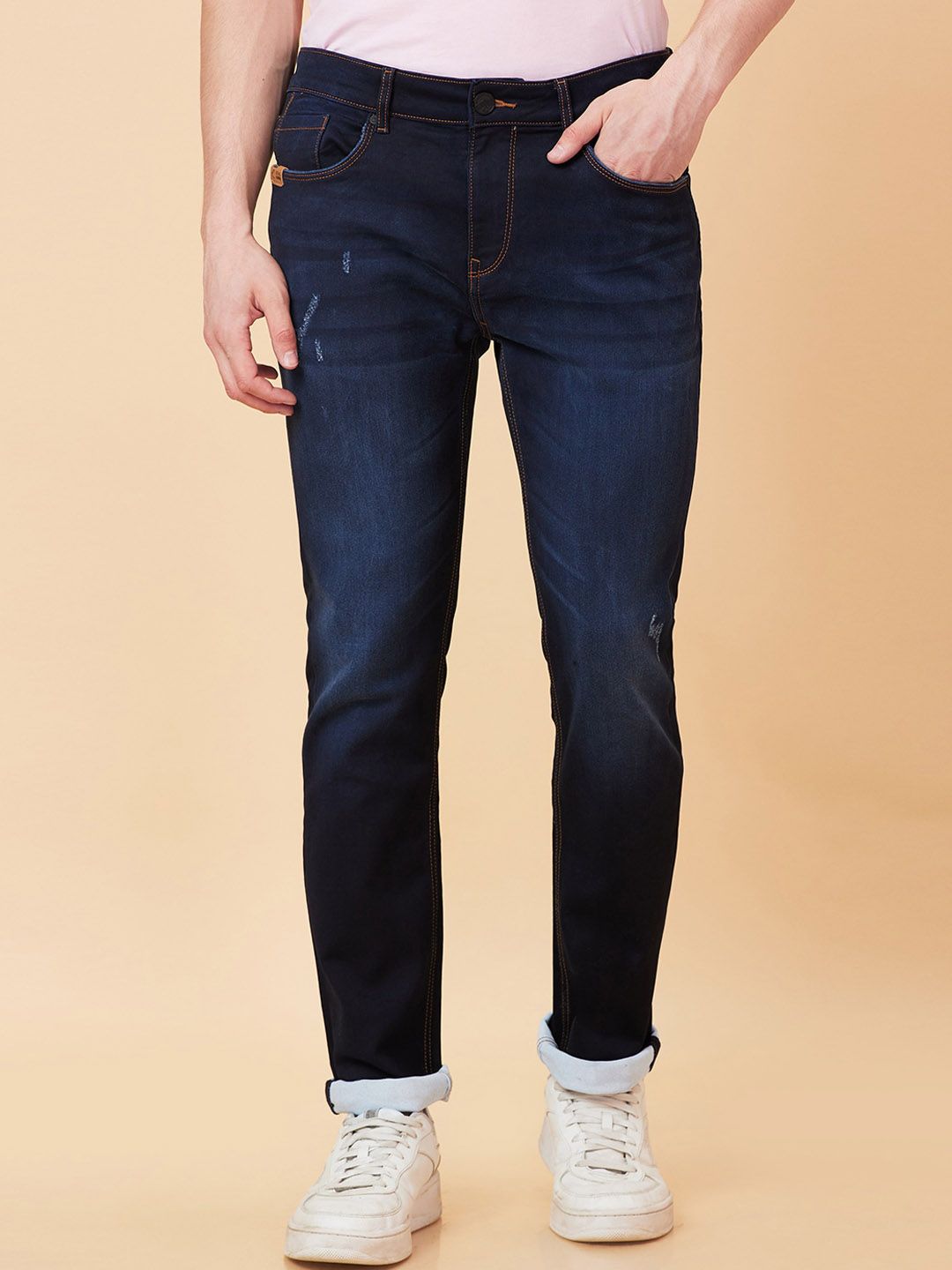 Being Human Men Slim Fit Mid-Rise Dark Shade Light Fade Clean Look Jeans-picture-37