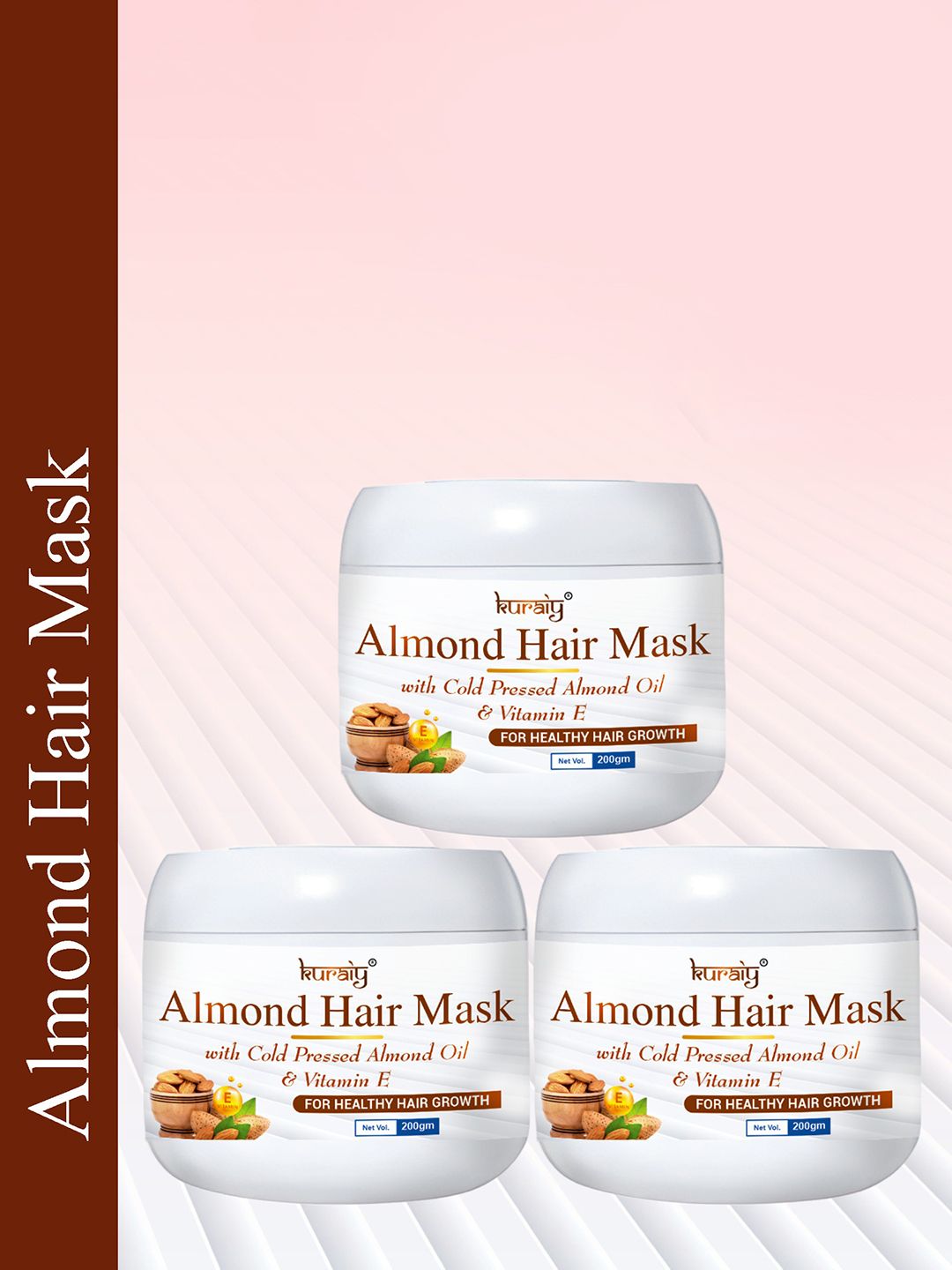 KURAIY Set Of 3 Almond Hair Masks with Vitamin E - 200 g Each-image-39