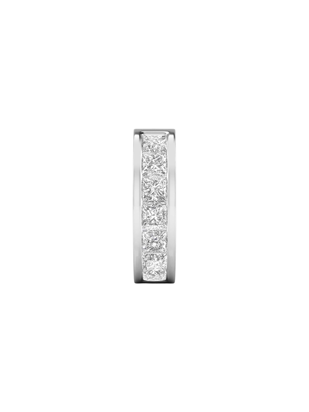 ORIONZ Men Sterling Silver Cubic Zirconia Studded Contemporary Hoop Earrings-picture-13
