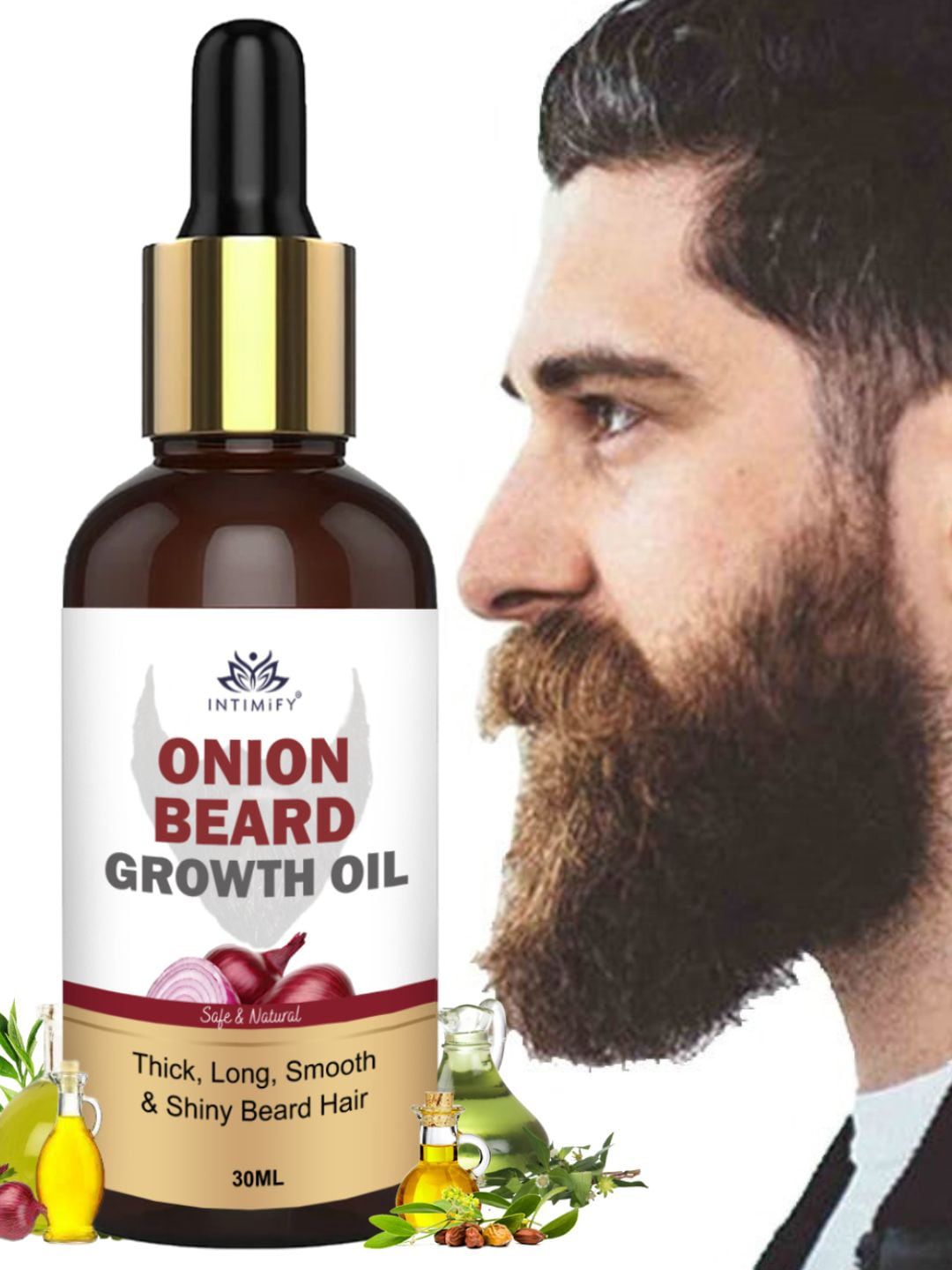 INTIMIFY Onion Beard Growth Oil With Jojoba & Tea Tree Oil - 30ml