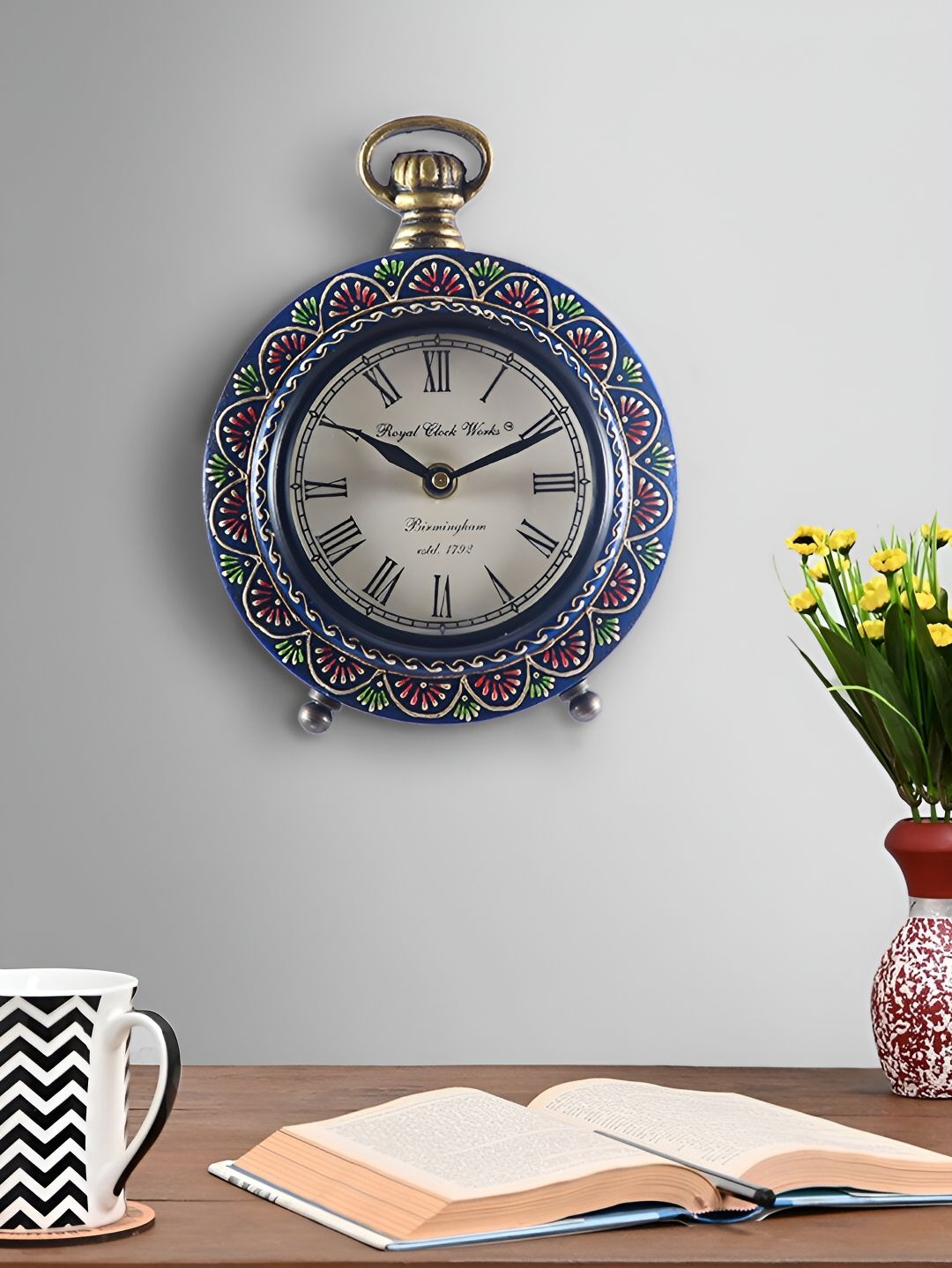 Aura Blue Rounded Contemporary Wall Clock-picture-33