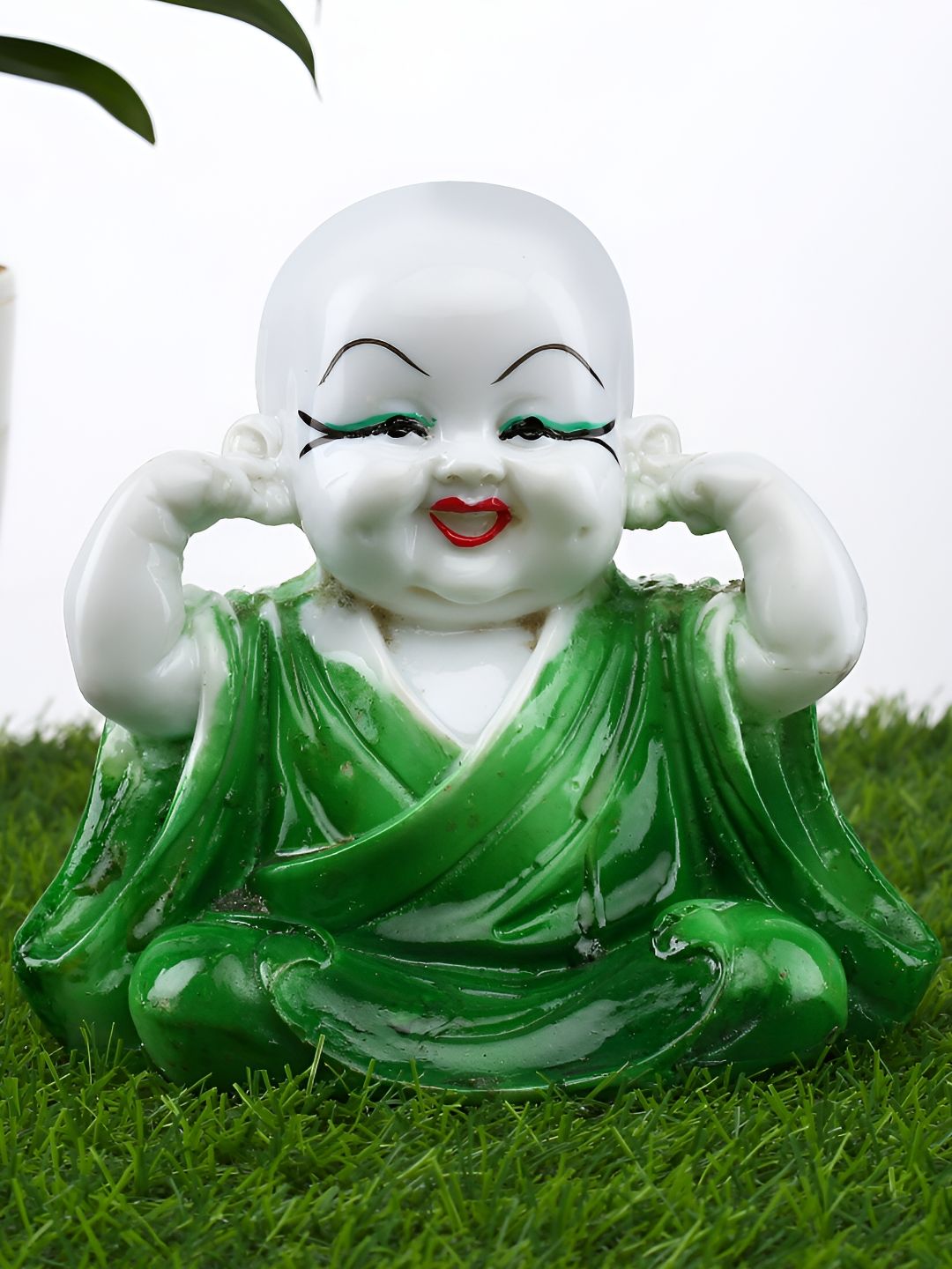 GW CREATIONS Green & White Small Buddha Figurine Showpiece-picture-13