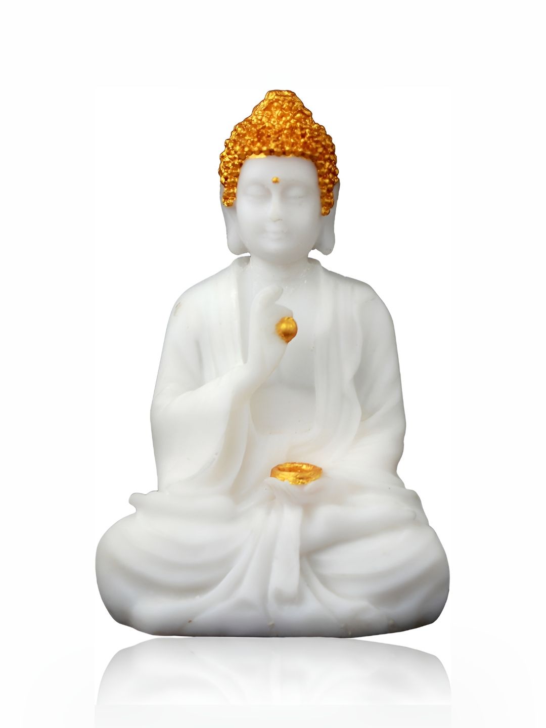 GW CREATIONS White Buddha Marble Figurine Showpiece-image-32