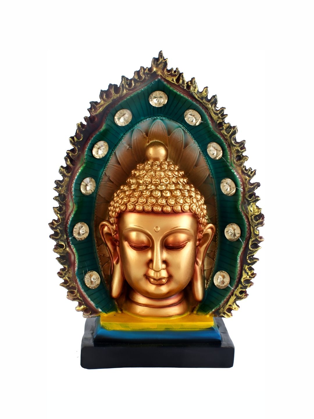 GW CREATIONS Green & Gold-Toned Buddha Figurine Showpiece-picture-12