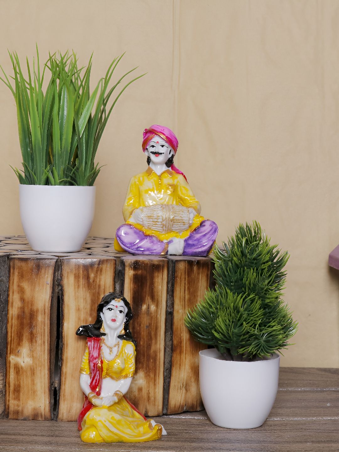 GW CREATIONS Orange & Pink 3 Pieces Figurine Showpieces-picture-23