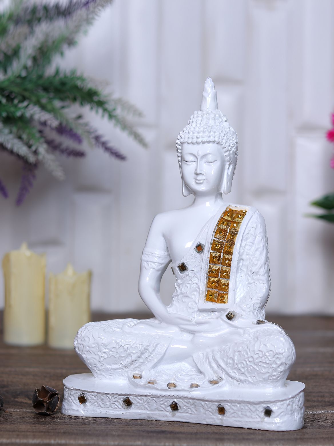 GW CREATIONS White Medium Buddha Figurine Showpiece-picture-24