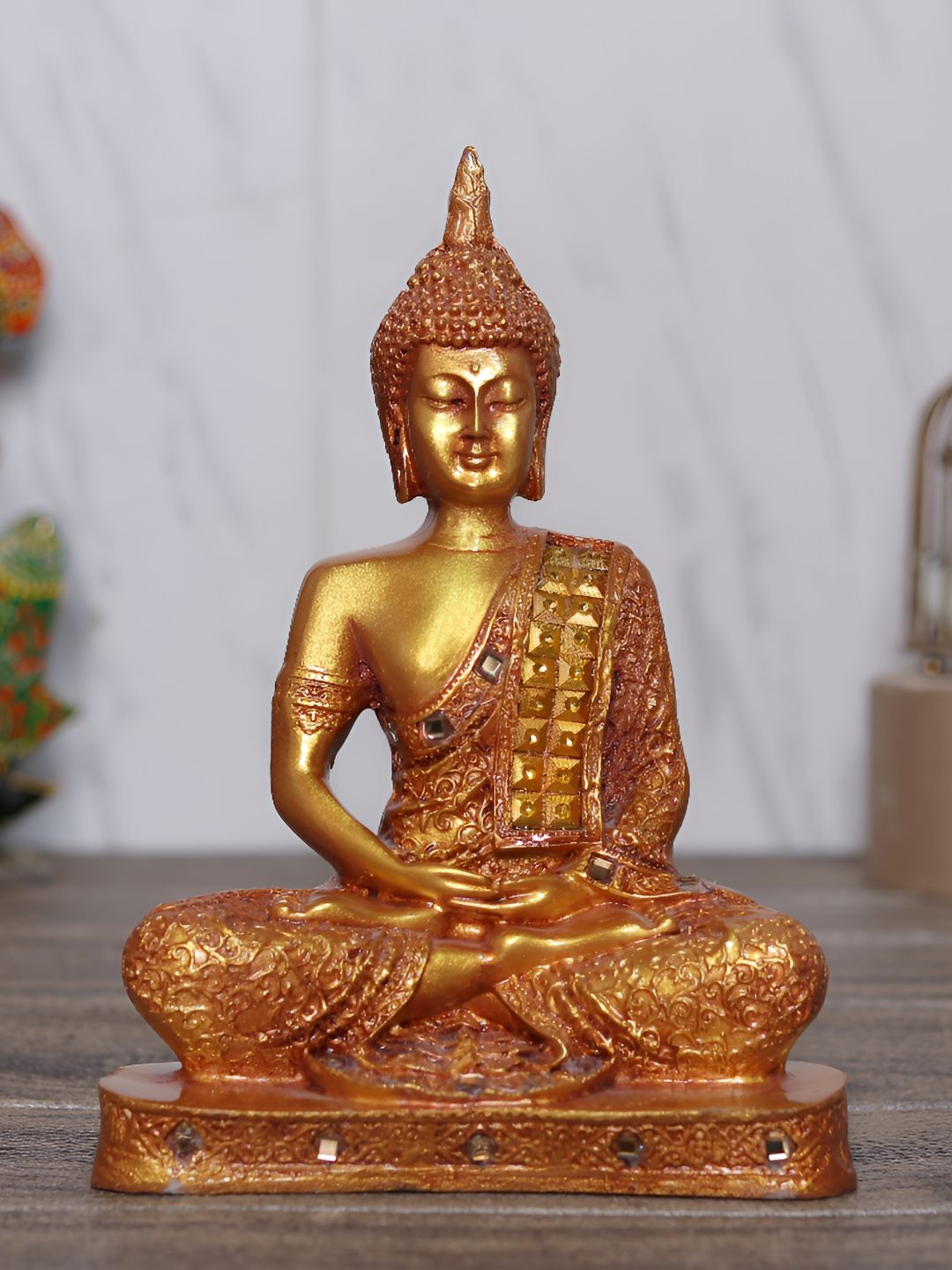 GW CREATIONS Gold Toned Buddha Figurine Showpiece-picture-39