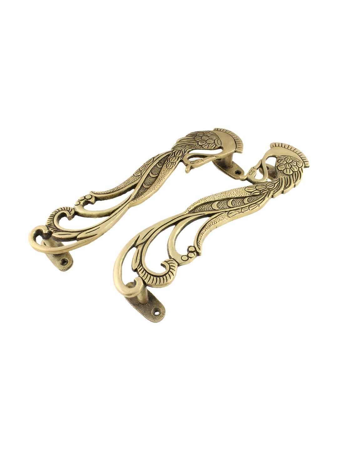 Indianshelf Beige 2 Pieces Peacock With Long Feathers Door Handles-image-36
