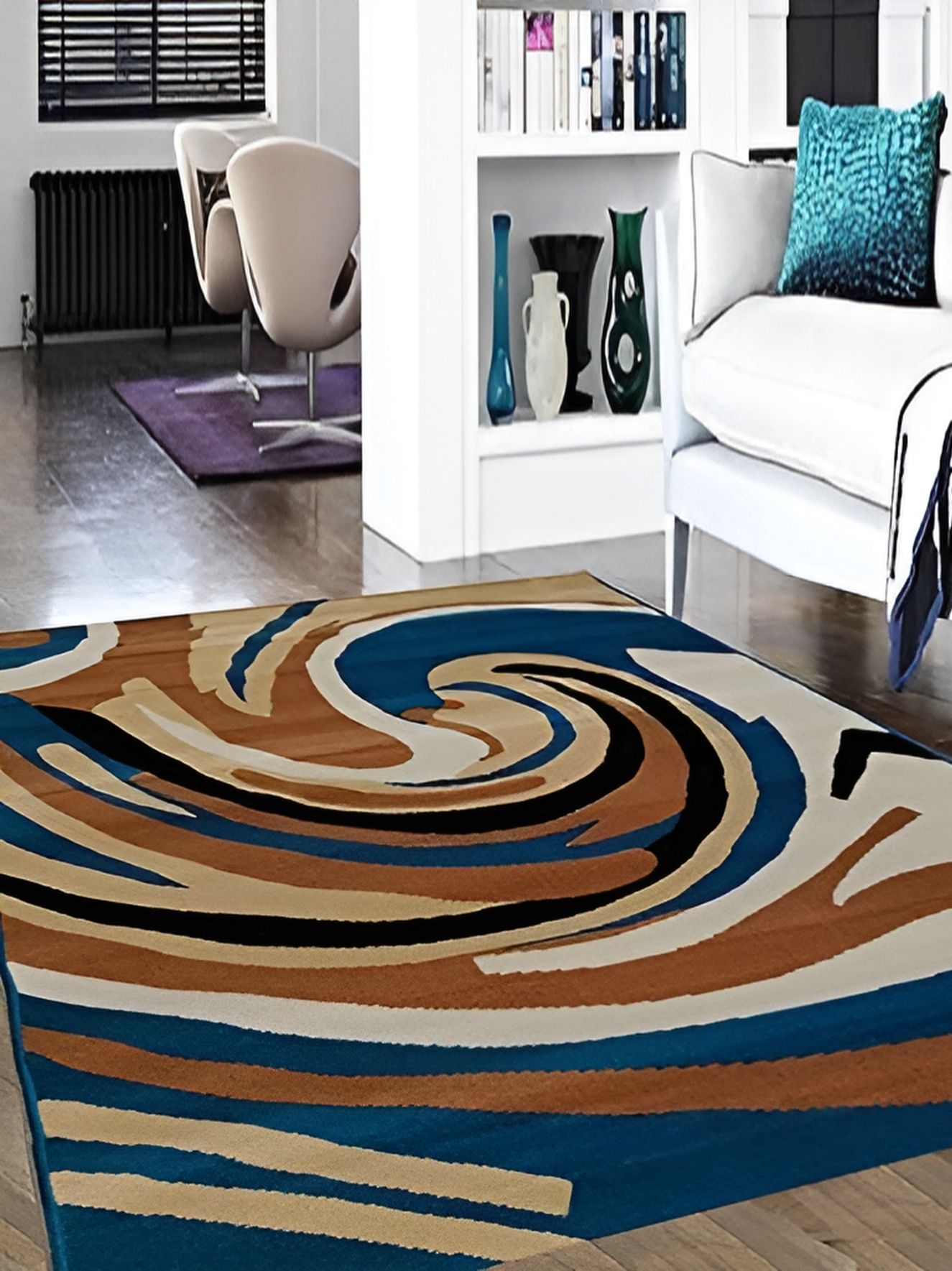 SANA CARPET Brown & Blue Anti-Skid Carpet-image-1