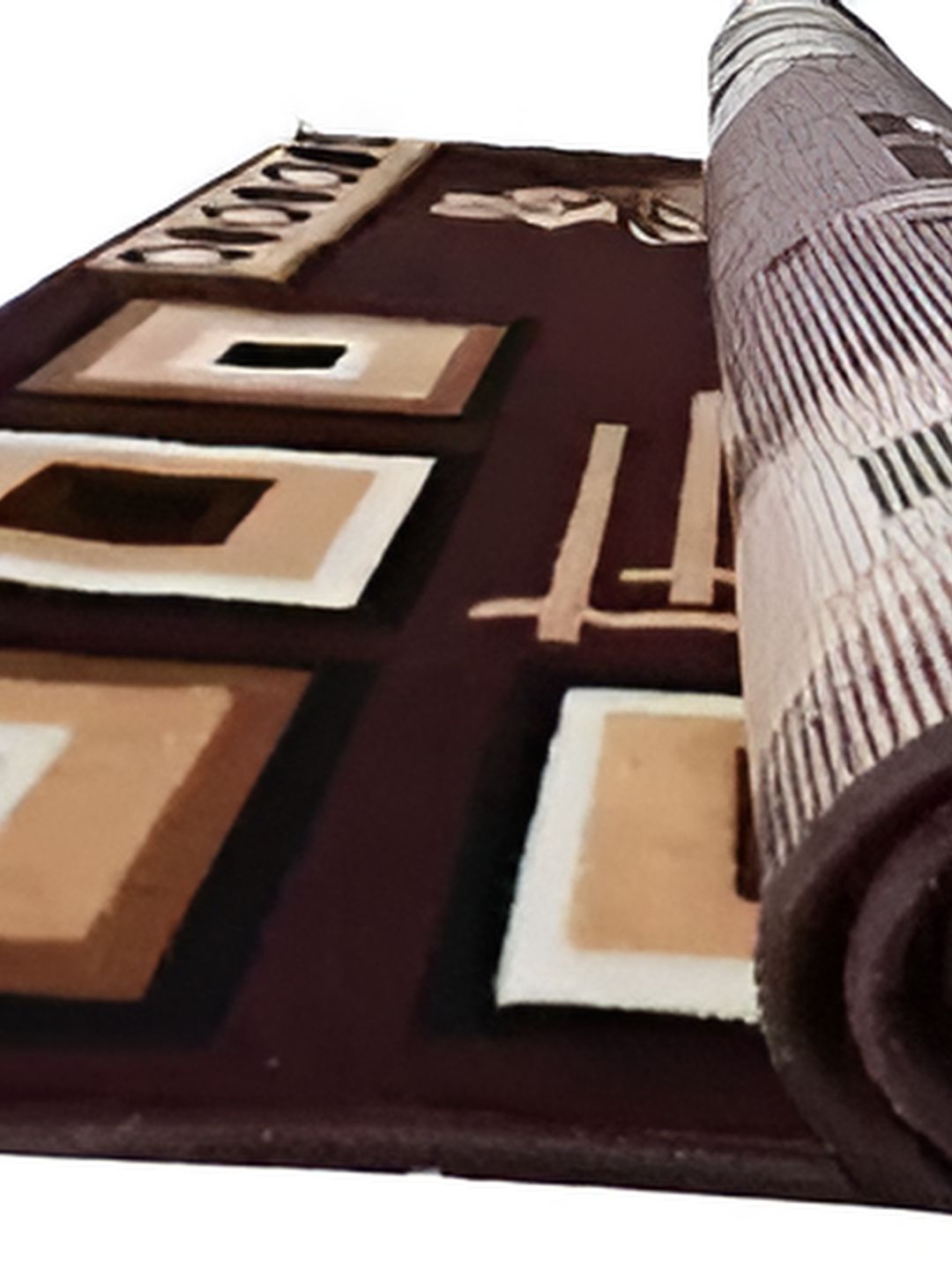 SANA CARPET Brown & White Geometric Printed Anti-Skid Silk Carpet-picture-15
