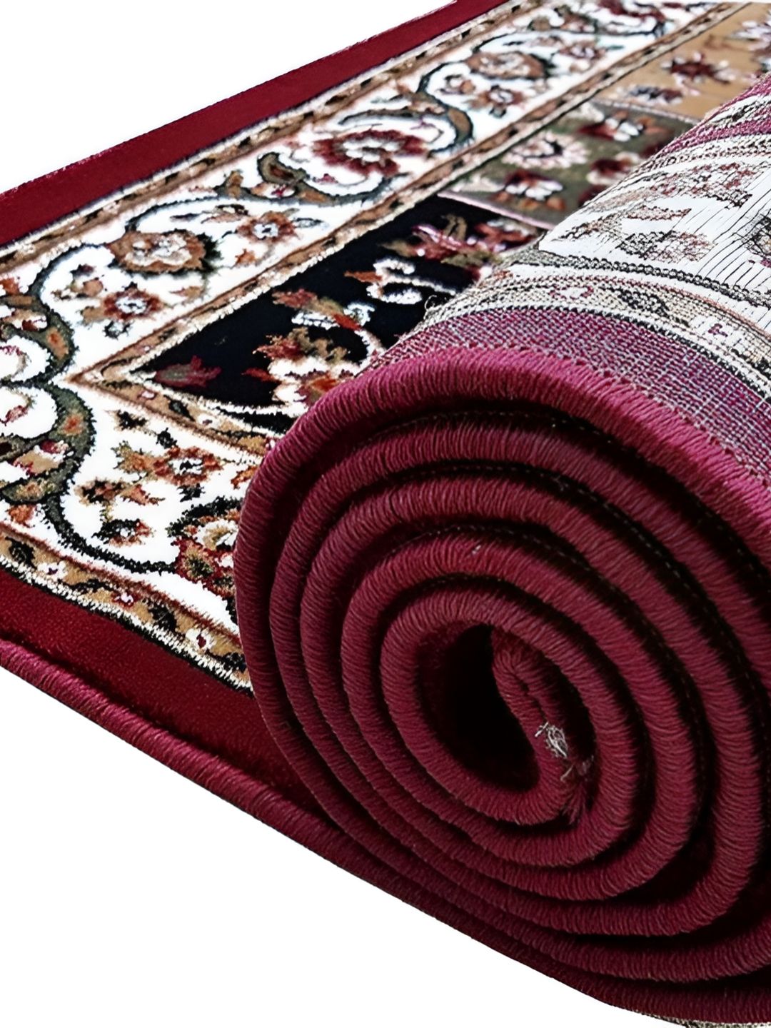 SANA CARPET Brown & White Floral Printed Anti-Skid Carpet-picture-12