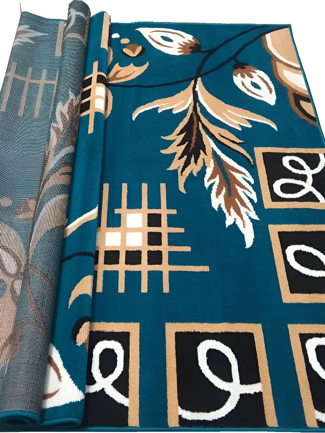 SANA CARPET Blue Floral Printed Anti-Skid Silk Carpet-image-16