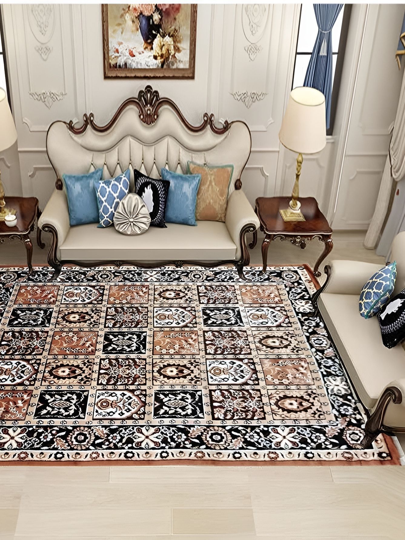 SANA CARPET Brown Geometric Anti-Skid Carpet-picture-27
