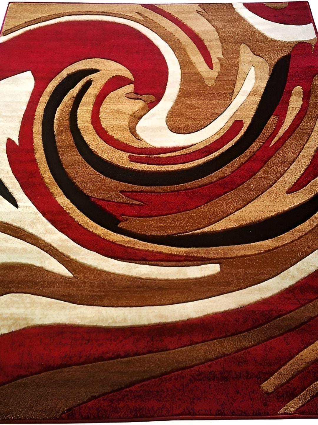 SANA CARPET Red & Beige Abstract Printed Anti-Skid Carpet-picture-10