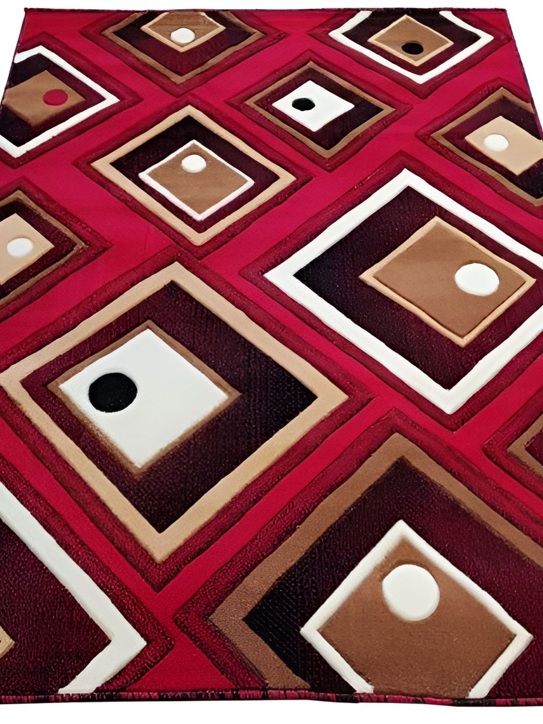 SANA CARPET Red & Beige Geometric Printed Anti-Skid Carpet-image-44