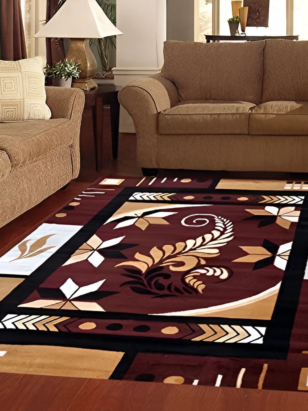 SANA CARPET Brown Anti-Skid Silk Rectangular Carpet-image-17
