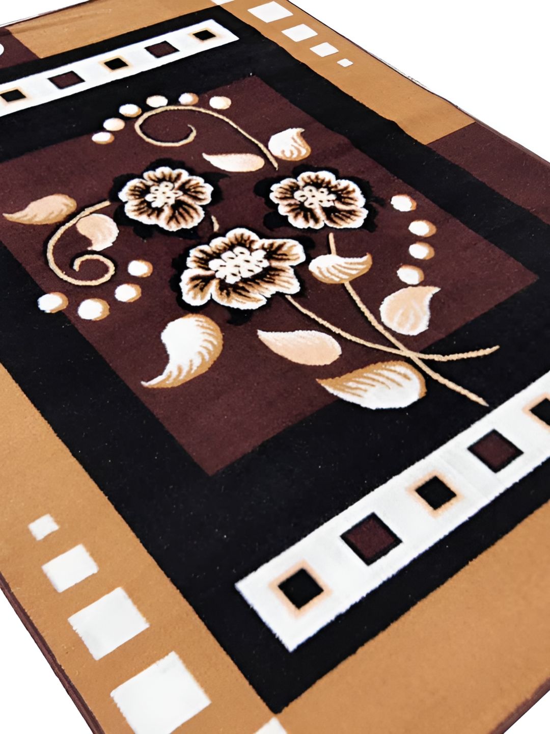 SANA CARPET Brown Floral Printed Anti-Skid Carpet-picture-39