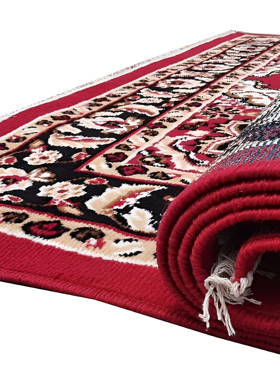SANA CARPET Red & Beige Floral Printed Anti-Skid Carpet-image-46