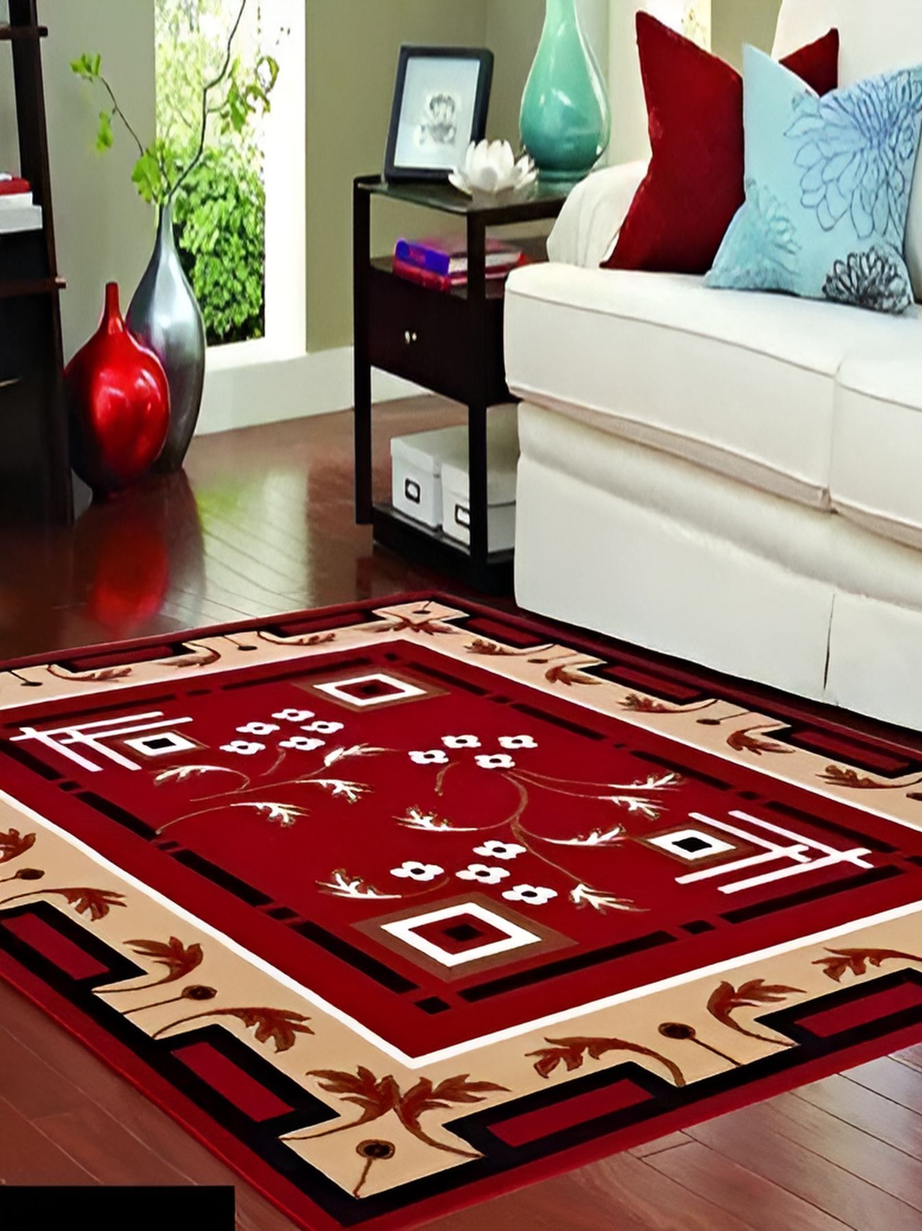 SANA CARPET Red Floral Anti-Skid Carpet-picture-19