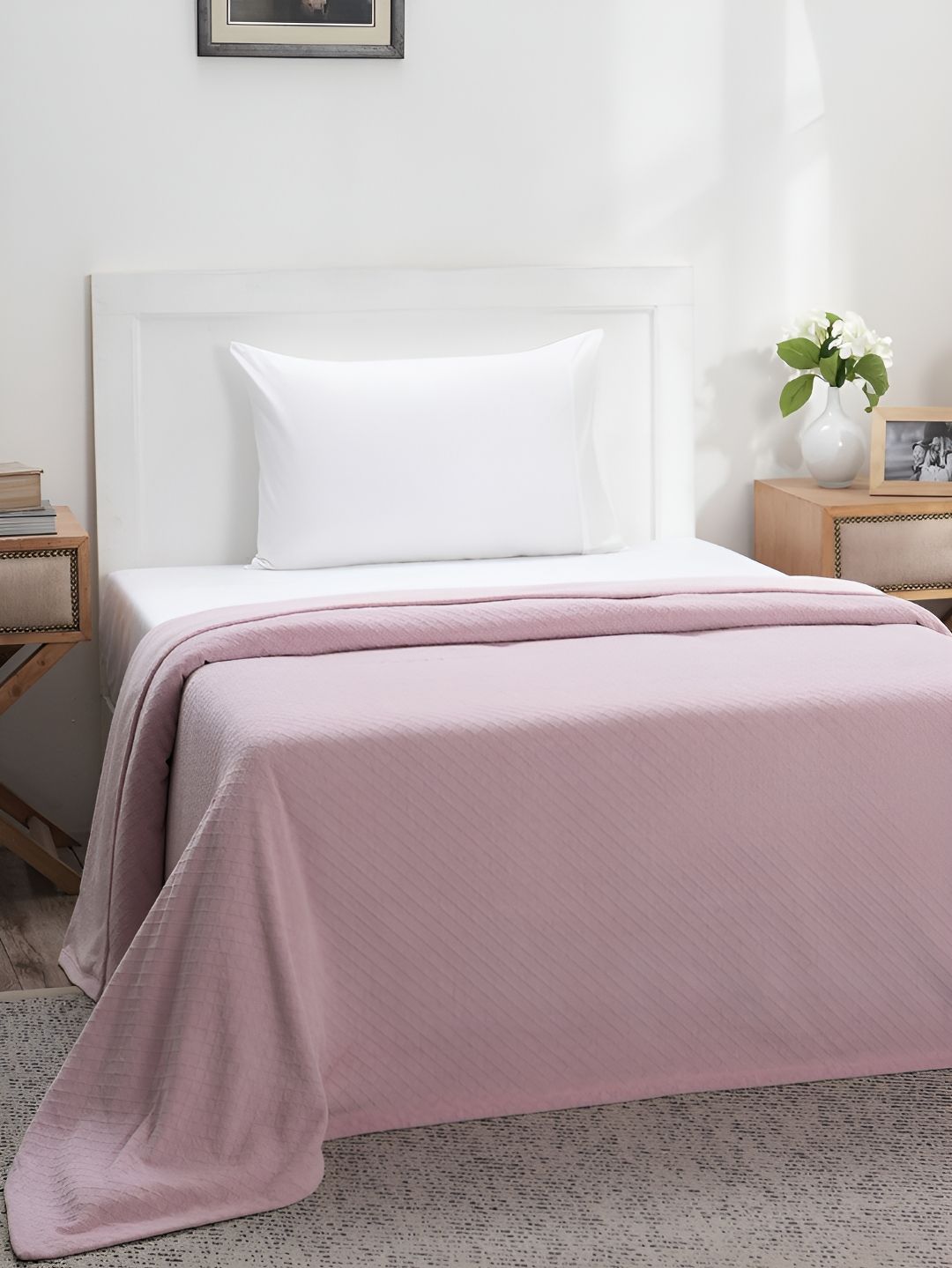 MASPAR Colorart Blaize Pale Mauve Purple 120 TC Textured Single Bed Cover-image-0