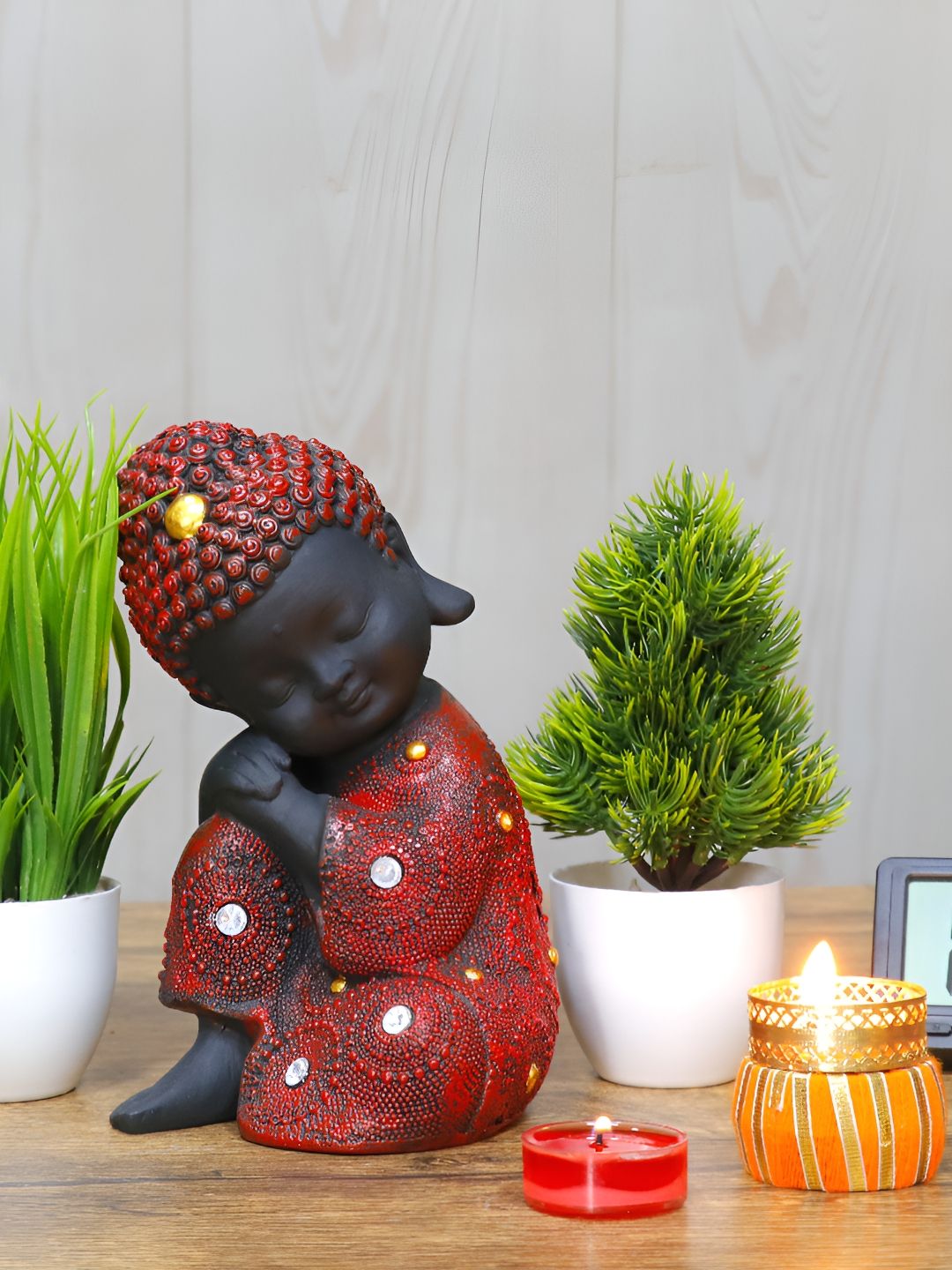 GW CREATIONS Red & Black Buddha Figurine Showpiece-picture-16