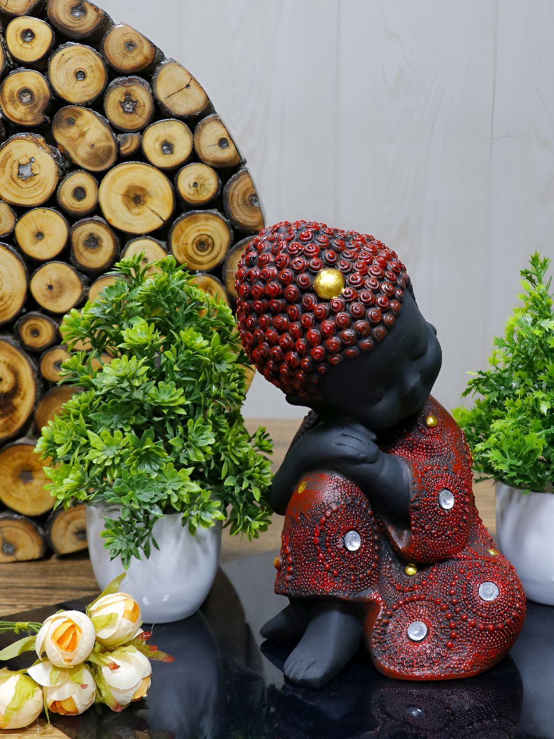 GW CREATIONS Red & Black Buddha Figurine Showpiece-image-40