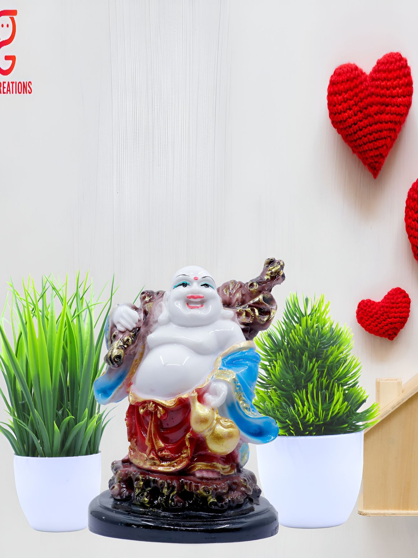 GW CREATIONS White & Blue Buddha Idol Showpiece-picture-32