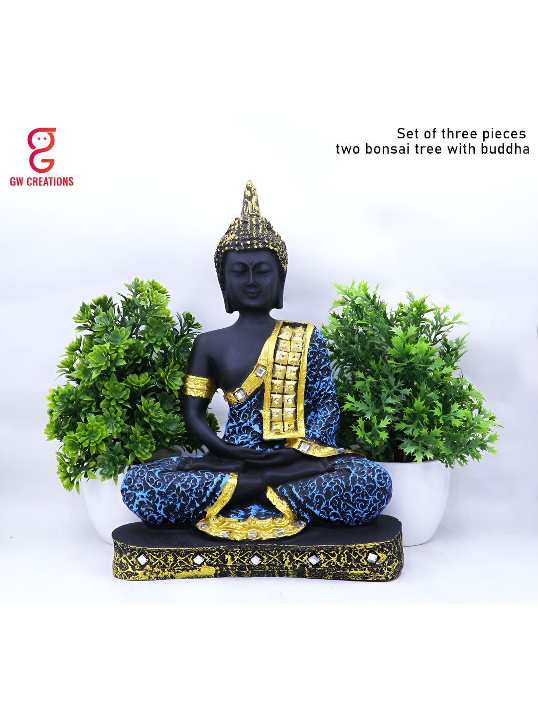 GW CREATIONS Blue and Black Buddha Idol Showpiece-image-28