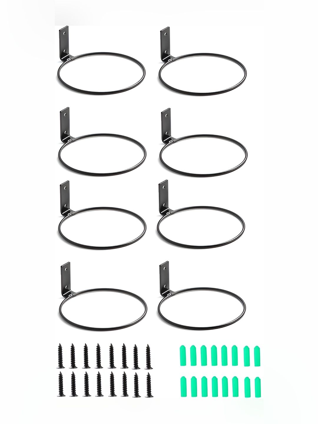 appeasy Black 8-Pcs Hanging Ring Metal Planter Stands-image-1