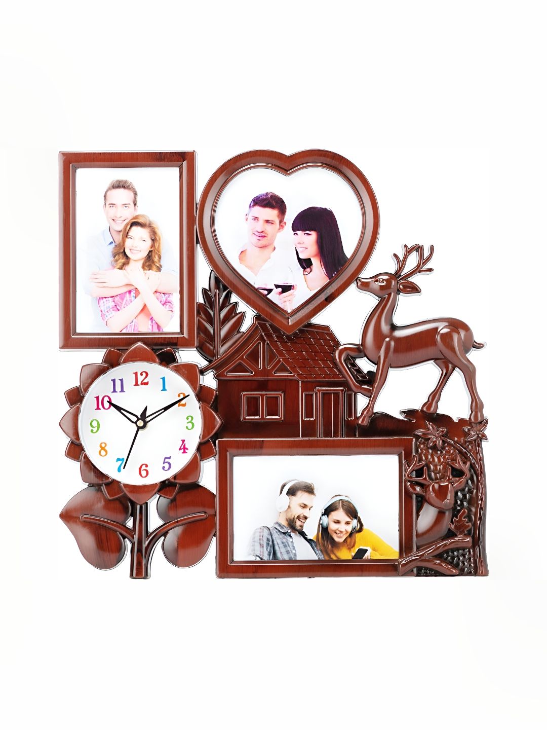 Attractionz Brown & Beige Textured Analogue Wall Clock-picture-33