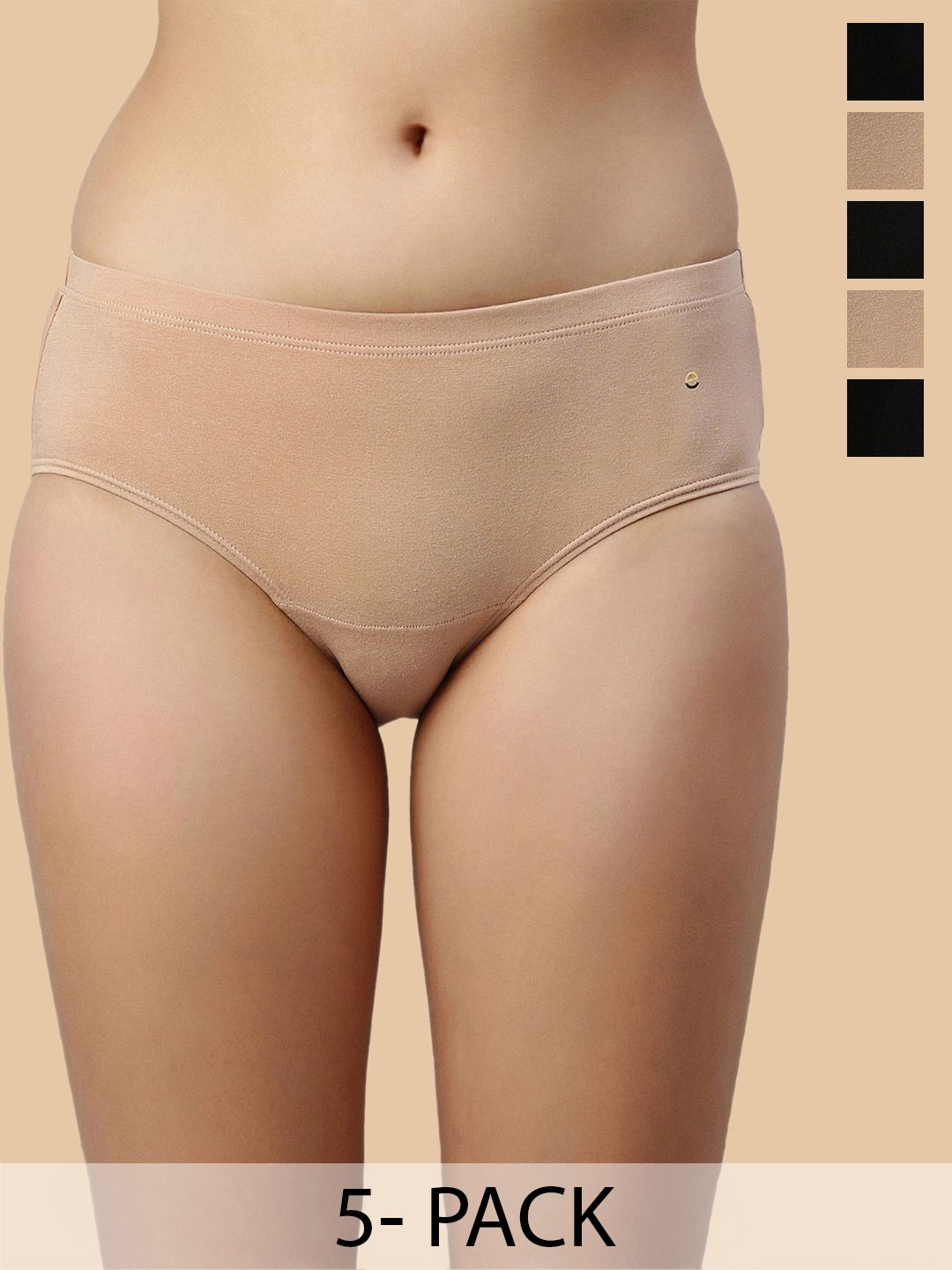 Enamor Pack Of 5 Cotton Classic Antimicrobial And Stain Release Finish Hipster Panty-CR17-picture-15