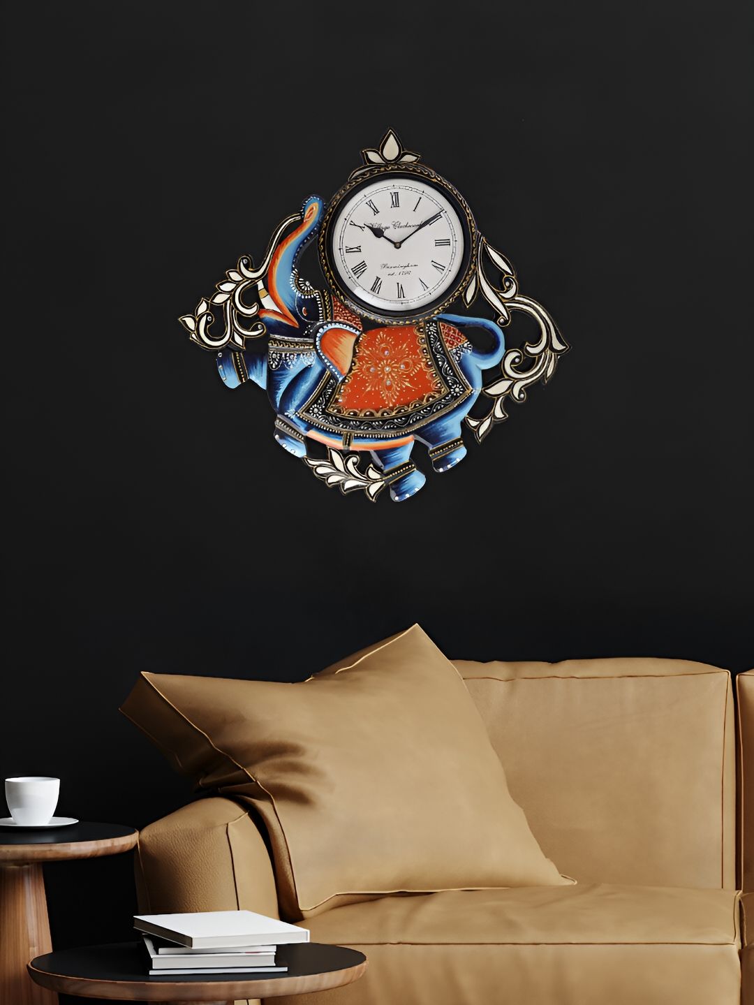 Aura White & Blue Textured Animal Shaped Traditional Wall Clock-picture-30