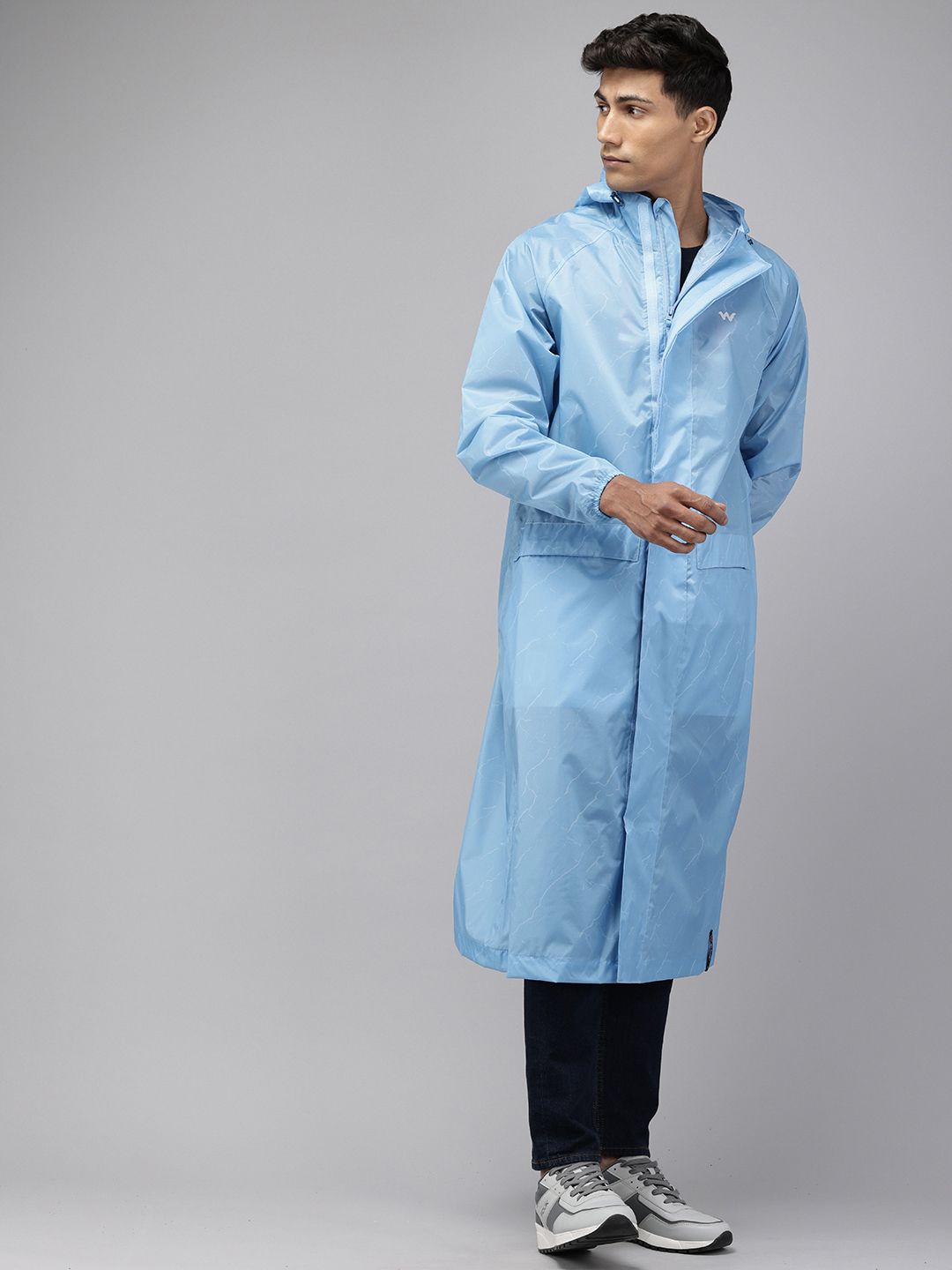 Wildcraft THUNDER Printed Hooded Longline Rain Jacket-image-23