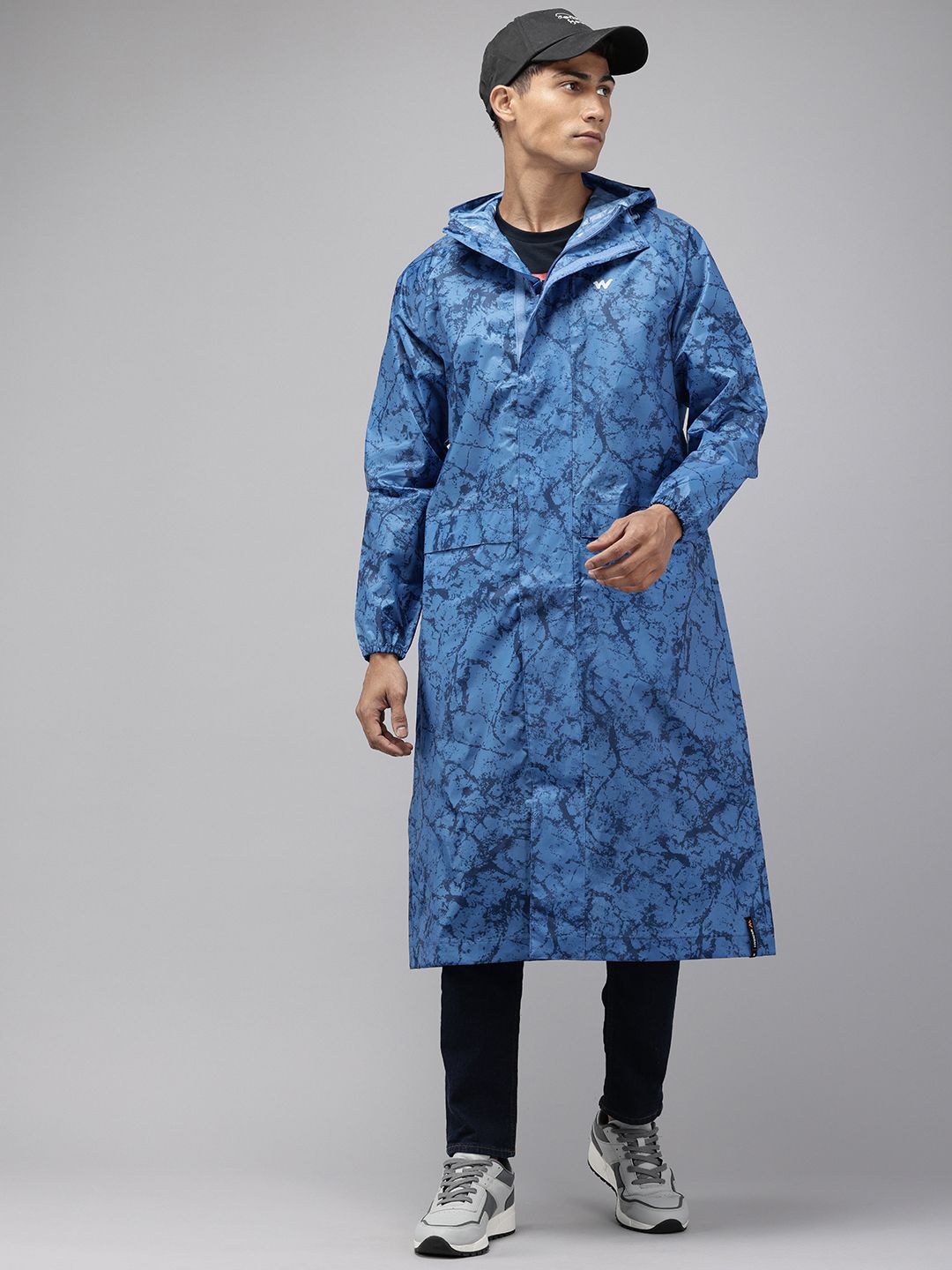 Wildcraft CRACKS Printed Hooded Longline Rain Jacket-picture-19