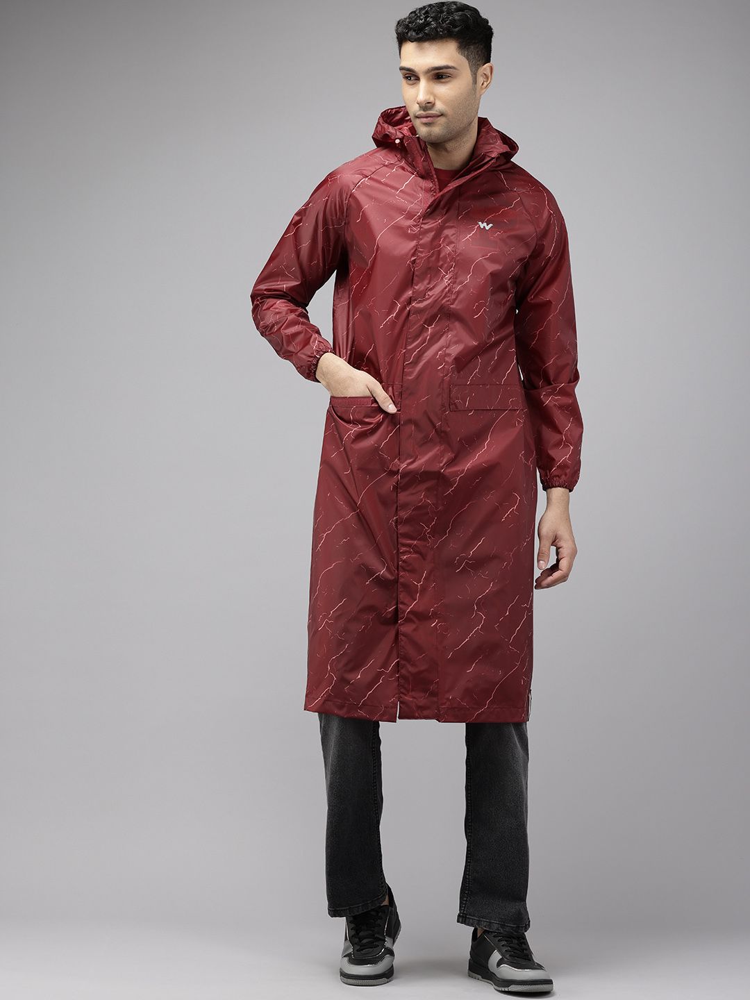 Wildcraft THUNDER Printed Hooded Longline Rain Jacket-picture-18