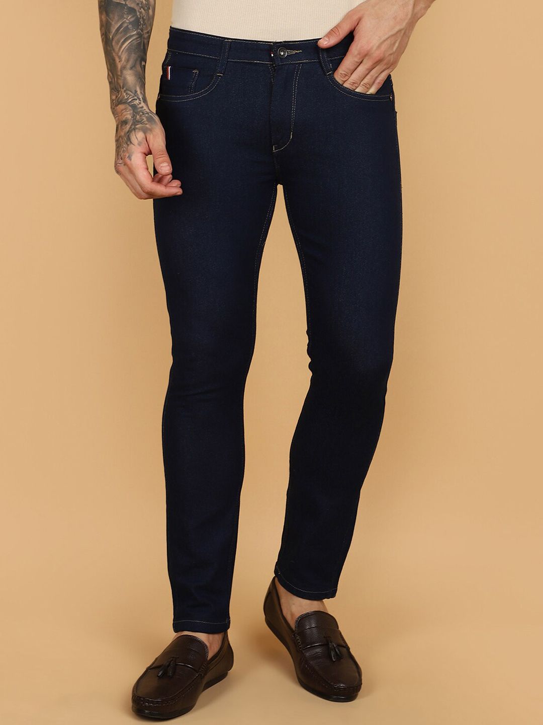 V-Mart Men Slim Fit Mid Rise Clean Look Cotton Denim Jeans-picture-12