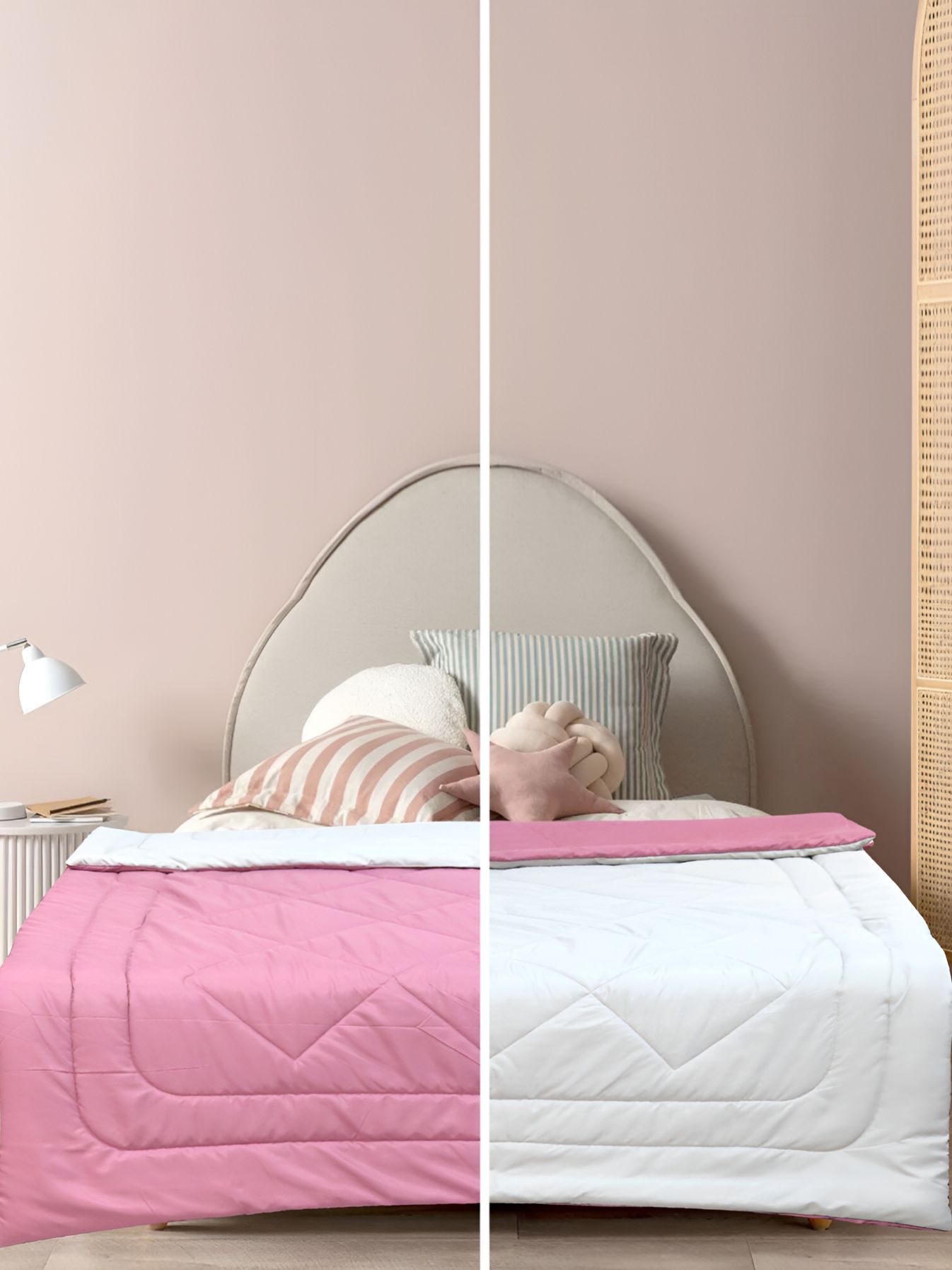 Supreme Home Collective Pink & White Printed Cotton AC Room 300 GSM Single Bed Comforter-picture-54