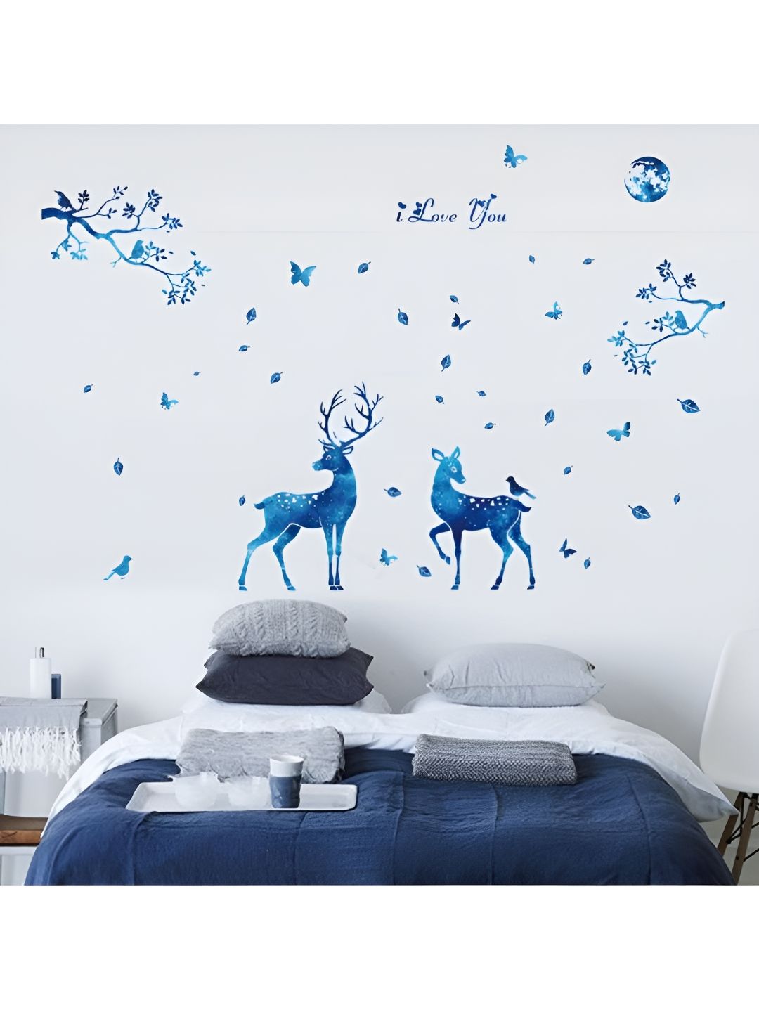 Jaamso Royals Blue Elk Nordic Printed Self-Adhesive Removable Wall Sticker-image-45