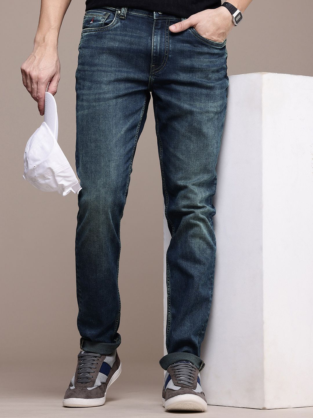 Nautica Men Slim Fit Heavy Fade Stretchable Jeans-picture-21