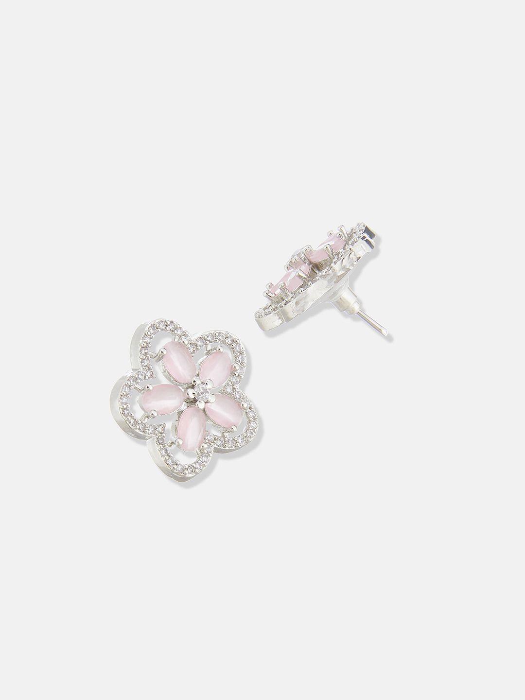 ATIBELLE Silver-Plated Cubic Zirconia-Studded Pendant with Chain